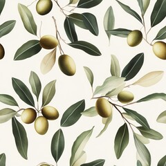 Poster - Seamless Beautiful wallpaper design featuring olives and leaves creating a fresh and natural aesthetic for interior spaces