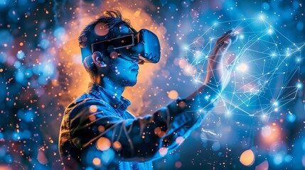 Poster - Futuristic Virtual Reality Gaming Setup with Immersive Experience for Users