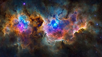 Wall Mural - cosmic tapestry a stunning nebula in vibrant hues
