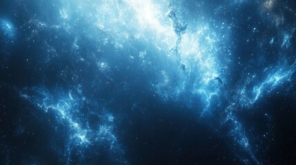 Wall Mural - celestial nebula glowing blue cosmic cloudscape