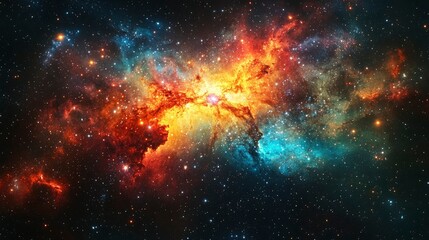 Wall Mural - Cosmic Nebula Fiery Celestial Dance in Deep Space