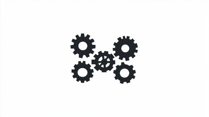 Poster - Interlocking gears, teamwork, mechanism, illustration, graphic design, simple background, business concept, for website use