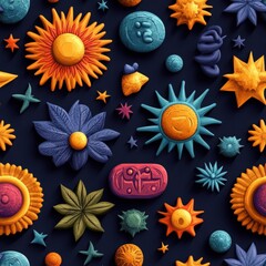 Poster - Seamless Beautiful bunch of sunflowers and other colorful flowers creating a lively arrangement full of natural charm and joy