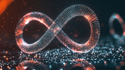 Poster - A glowing infinity symbol morphing into a digital network.
