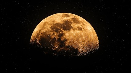 Wall Mural - Golden Half Moon in Starry Night Sky