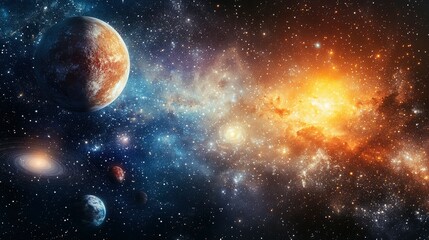 Wall Mural - celestial tapestry planets, nebula, and galaxies in deep space