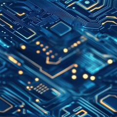 Aufkleber - Seamless Detailed view of circuit board against a striking blue background highlighting electronics and connectivity features