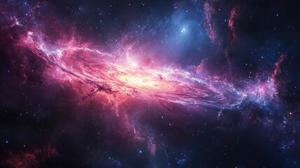 Wall Mural - cosmic nebula vibrant purple and pink galaxy in deep space