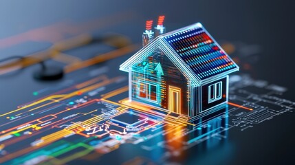 Poster - A holographic projection of a smart home energy usage statistics.