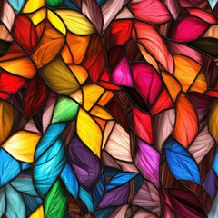 Poster - Seamless Vibrant autumn leaves displaying a rich palette of colors against a natural background in a scenic outdoor setting