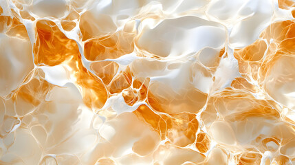 Fototapete - A vibrant abstract image showcasing swirling patterns of creamy white and warm orange hues, resembling fluid marble textures