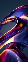 Poster - Abstract flowing curves in deep blue and copper tones create dynamic movement against dark background, suitable for modern tech and luxury branding designs.