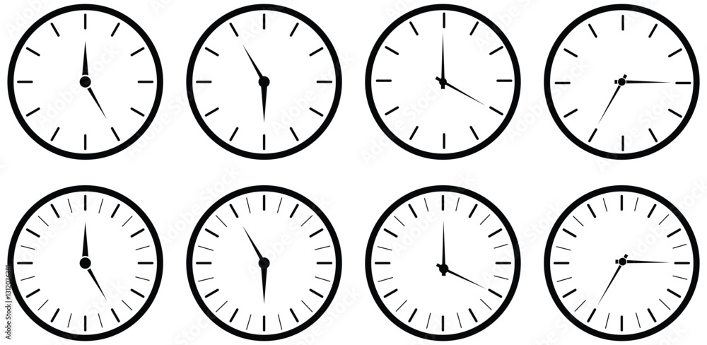 Set of Clock icon set horizontal set of analog clock icon Timers icon ...