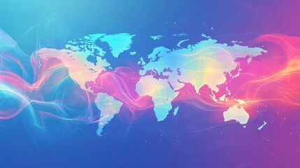Poster - Global Connections Abstract World Map