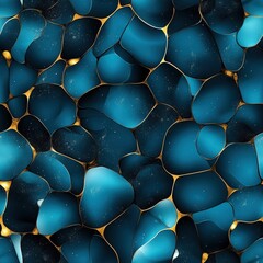 Poster - Seamless Vibrant collection of blue and gold hearts forming a beautiful decorative arrangement with playful color combinations