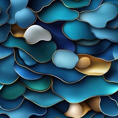 Poster - Seamless Elegant blue and gold background with subtle textures ideal for use in graphic design, invitations, and stylish themes