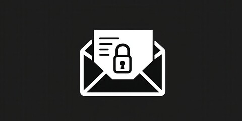 Poster - Endpoint cyber security defense. Secure email concept with a locked envelope symbol on a dark background.