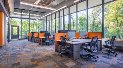 Poster - Modern Open Workspace with Large Windows