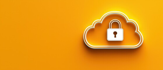 Fototapete - Endpoint cyber security defense. Cloud computing concept with a secure lock symbol on a vibrant background.