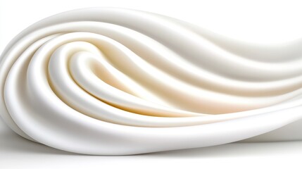 Poster - Abstract close up of swirling, smooth white substance, resembling cream or frosting, with soft lighting and subtle textures. 