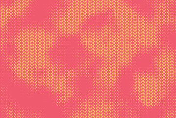 Poster - Triangular Halftone Texture Retrowave Vector Geometric Technology Abstract Orange and Yellow Background. Half Tone Triangles Retro Colored Pattern. Minimal 80s Style Dynamic Tech Structure Wallpaper