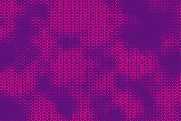 Poster - Triangular Halftone Texture Retrowave Vector Geometric Technology Abstract Purple and Pink Background. Half Tone Triangles Retro Colored Pattern. Minimal 80s Style Dynamic Tech Structure Wallpaper