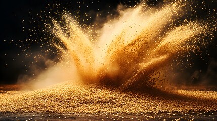 Poster - Explosion of Golden Dust with Dramatic Dark Background