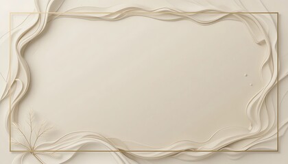 Poster - Elegant Cream Frame with Abstract Waves and Floral Accent Design