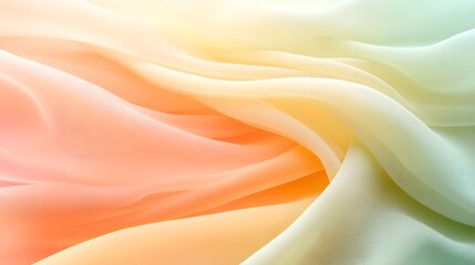 Poster - Soft Flowing Fabric with Gentle Shades of Orange and Green Tones