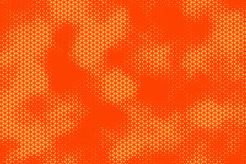 Poster - Triangular Halftone Texture Retrowave Vector Geometric Technology Abstract Red and Yellow Background. Half Tone Triangles Retro Colored Pattern. Minimal 80s Style Dynamic Tech Structure Wallpaper