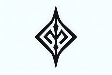 Poster - Black geometric diamond shape with sharp angular lines and symmetrical design on white background, isolated element suitable for logos and graphic projects.