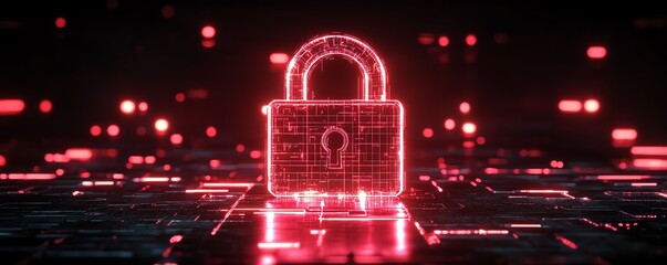 Leinwandbilder - A dynamic abstract technology lock, intricate neural network patterns, glowing security features, futuristic design, bright neon hues, cuttingedge digital protection, 8K UHD