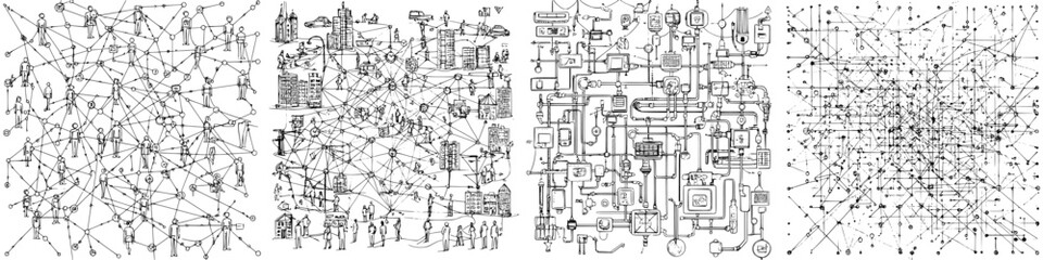 Poster - Exploration of complex interconnected systems and networks in a conceptual art piece reflecting modern communication