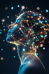 Poster - A symbolic representation of human thoughts as glowing digital threads.