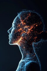 Poster - A symbolic representation of human thoughts as glowing digital threads.