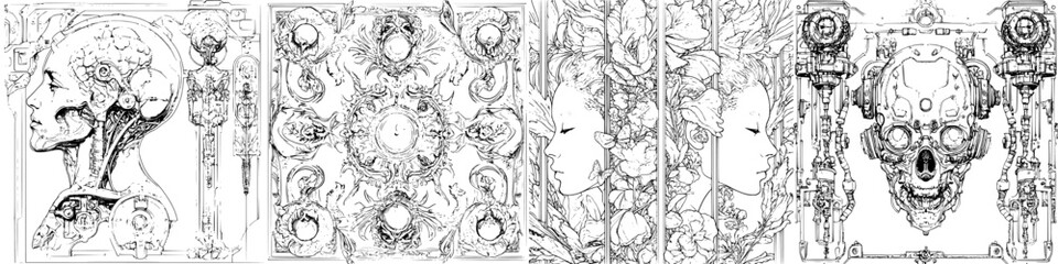 Poster - Intricate illustrations of human anatomy and mechanical design merge in stunning detail and creativity