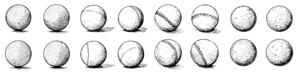 Poster - Various types of balls illustrated with distinct textures and patterns showcasing different sports themes