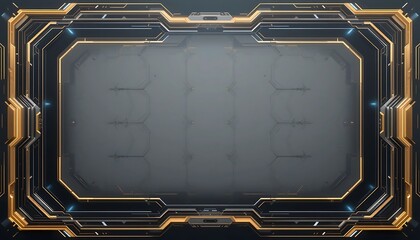 Poster - Futuristic Metallic Frame with Glowing Details for Technology and Gaming