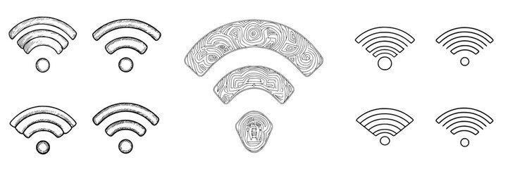 Poster - Symbols representing wireless connectivity options displayed in a diagram or illustrative format