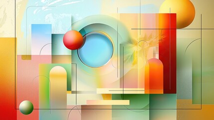 Poster - A modern artistic pattern with pastel gradients and abstract minimalist shapes