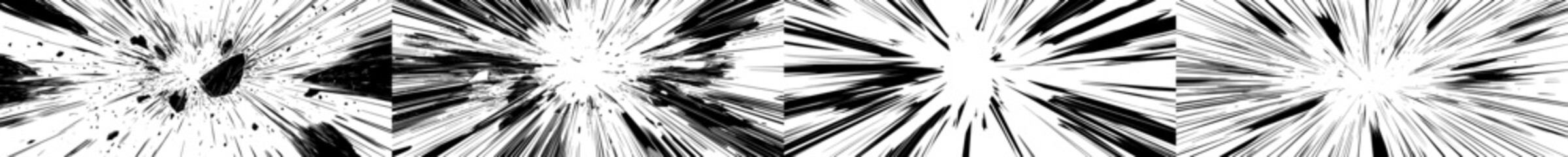 Poster - Isolated comic book speed lines on a white background feature a stripe effect style suitable for manga speed frames, superhero action sequences, and explosion backgrounds, with a motion line effect