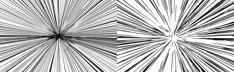 Poster - Cartoon anime action is depicted through speed lines on a transparent background as a manga comic effect