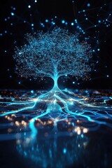 Poster - A visualization of AI innovation as a tree with glowing roots.