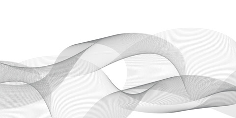 Poster - Thin wavy curve line vector background. Curve wave seamless pattern background. Black and grey wave curve lines motion vector background.