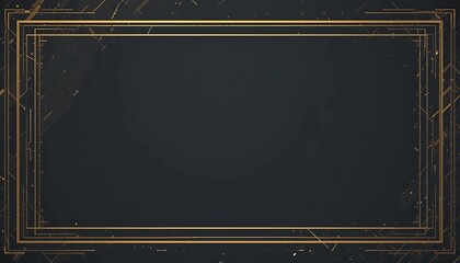 Poster - Elegant Gold Art Deco Frame on Dark Background with Geometric Accents