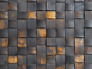Poster - Rustic wooden wall with intricate brown and black pattern creating a warm and textured atmosphere