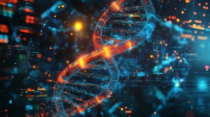 Poster - Floating glowing d in abstract medical scene virtual environment digital art futuristic viewpoint medical concept