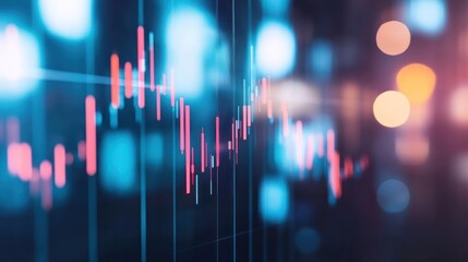 Poster - Financial data screen showing stock market fluctuations, blurred background