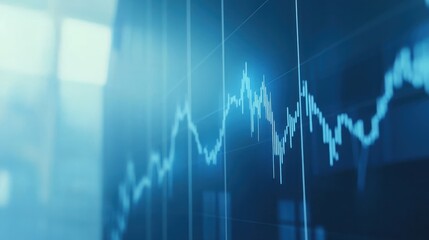 Poster - Stock market data display, rising trend, office background, for financial analysis