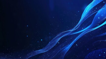 Poster - Abstract digital blue flowing lines on dark background. Possible use Wallpaper, screensaver